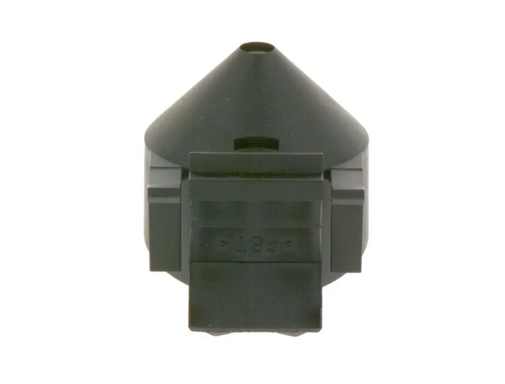 Schwarze Halterung von Bosch mit konischer Form und rechteckiger Basis. Das Material scheint robust und für den Einsatz in verschiedenen Anwendungen geeignet.